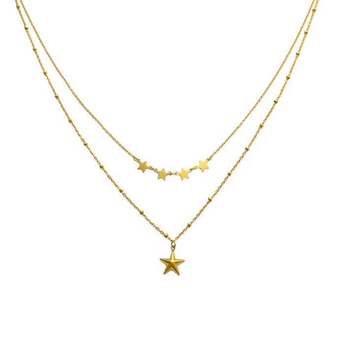 Dubbele Ster Ketting Goud