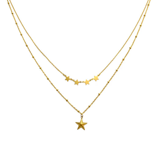 Dubbele Ster Ketting Goud