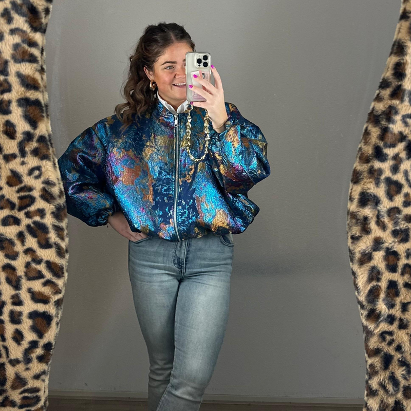 Tara Metallic Bomber Blue